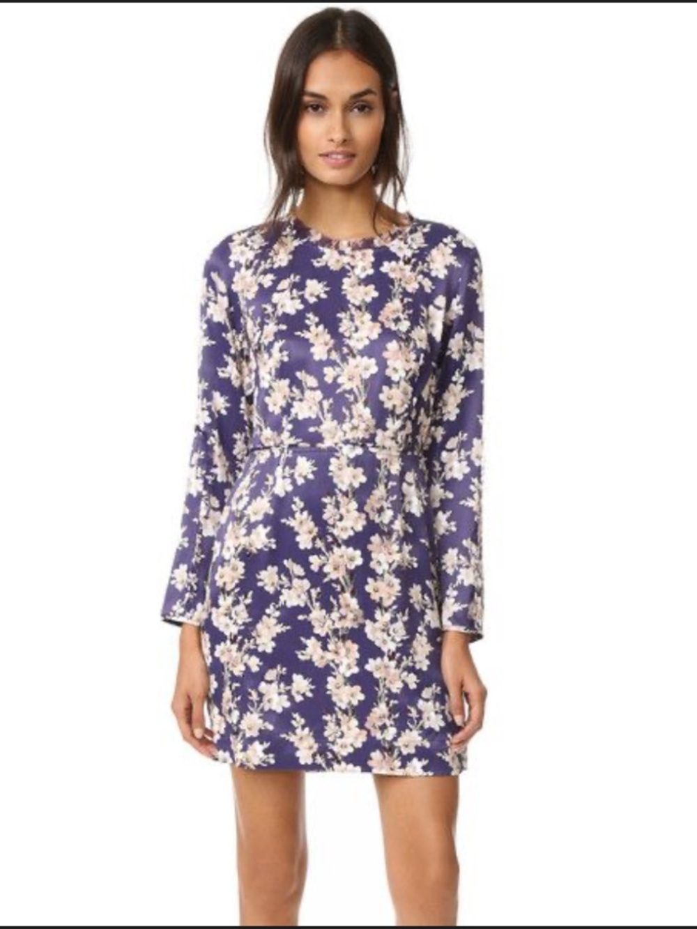 Club Monaco Navy Floral Long Sleeve Mini Dress Size 2 GUC